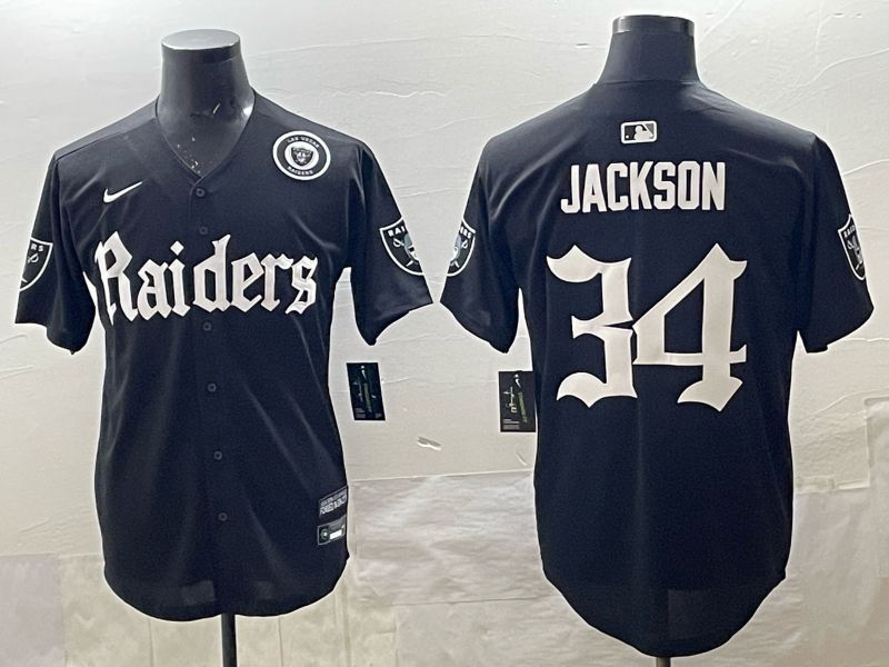 Men 2025 Oakland Raiders #34 Jackson black 6th generation Joint Name Nike Limited NFL Jersey style 011->oakland raiders->NFL Jersey